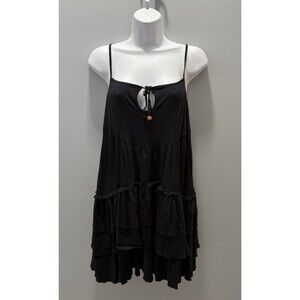 Free People Beach Noelle Mini Dress Size Small Black Tiered Whimsigoth Witchy